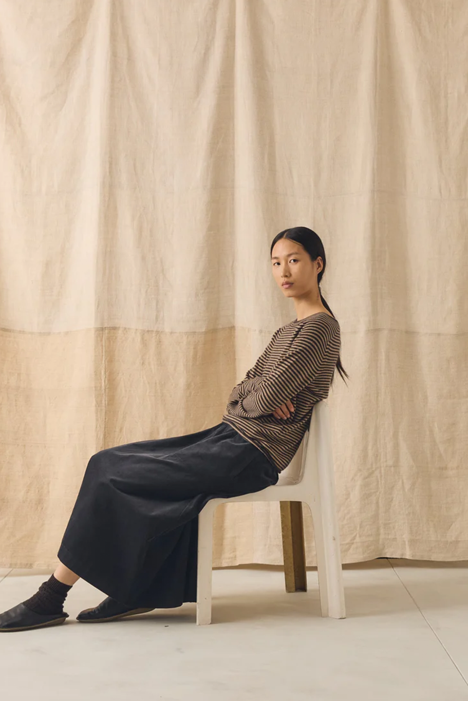 Toast - Stripe Wool Cashmere Neat Sweater