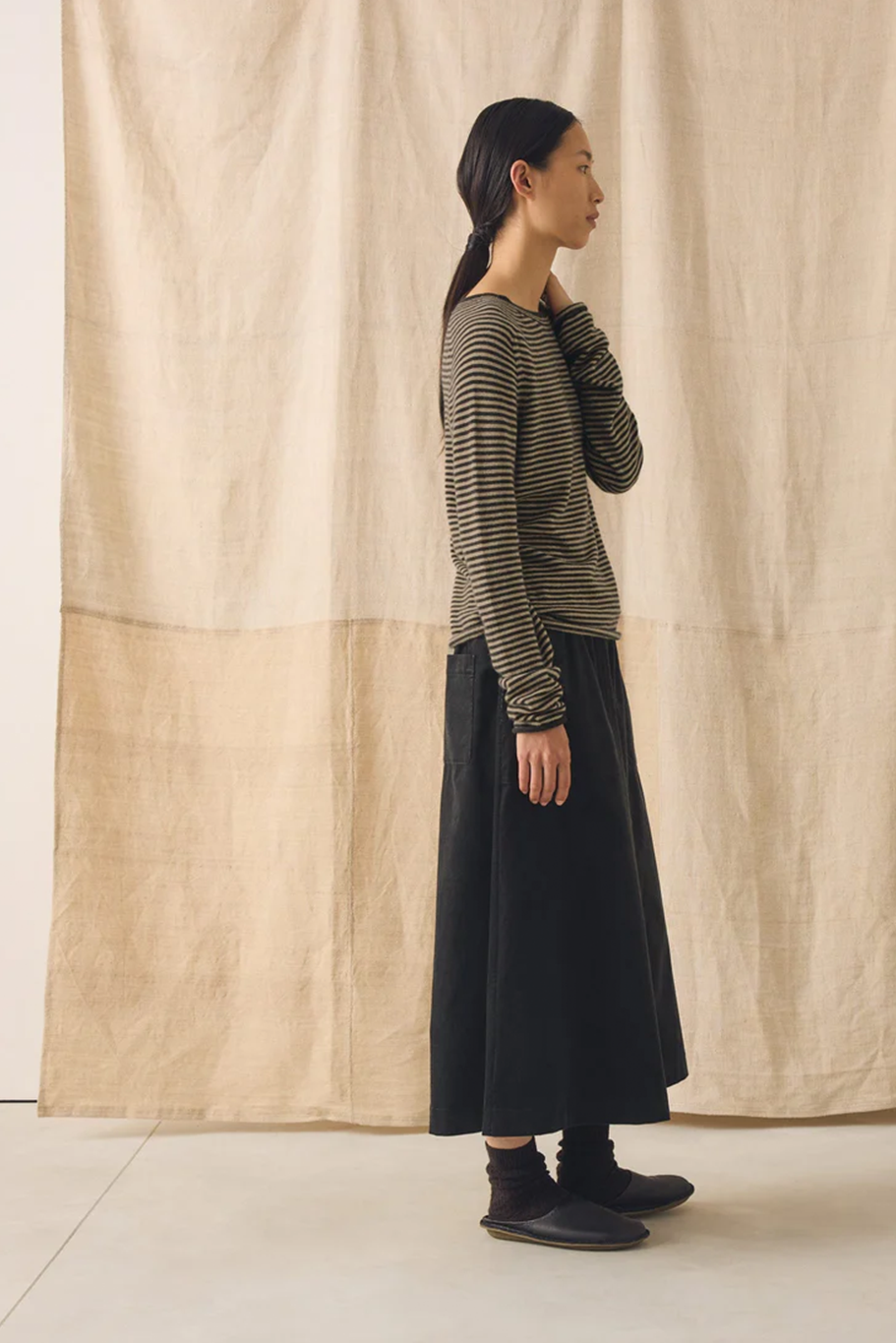 Toast - Stripe Wool Cashmere Neat Sweater