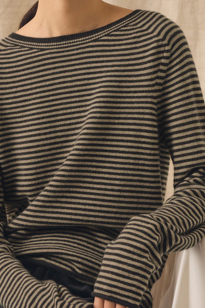 Toast - Stripe Wool Cashmere Neat Sweater