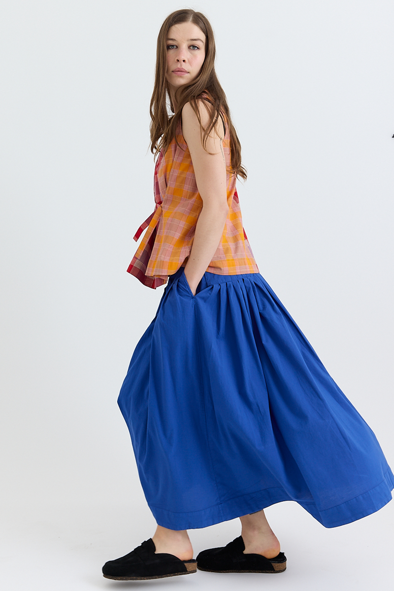 Toast - Pleated Raised Stripe Cotton Skirt