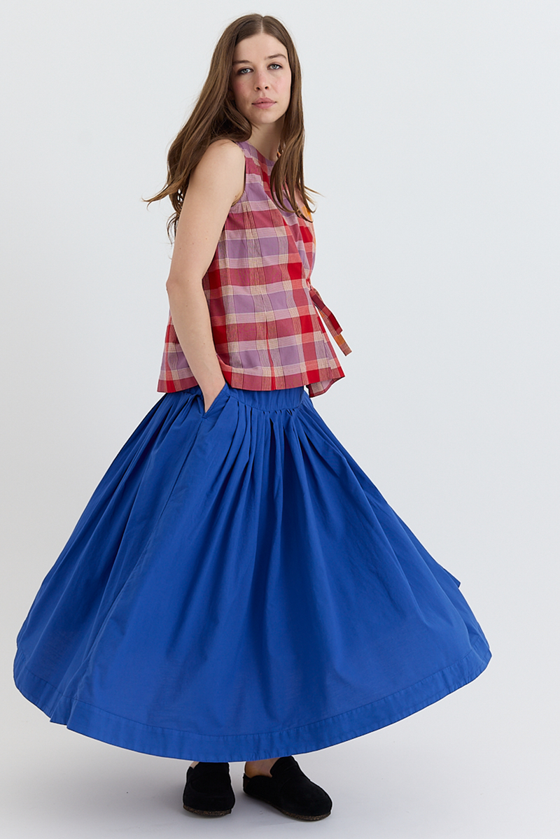 Toast - Pleated Raised Stripe Cotton Skirt