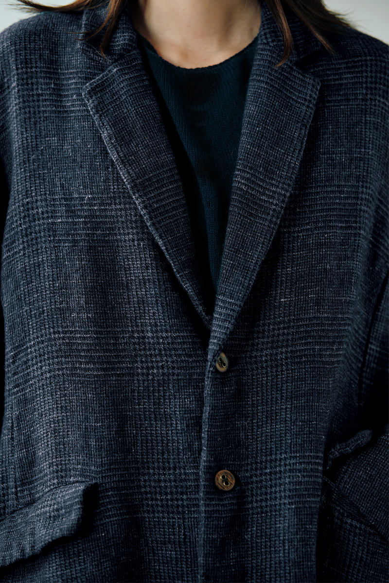 Pas de Calais - Linen Wool Glen Check Coat