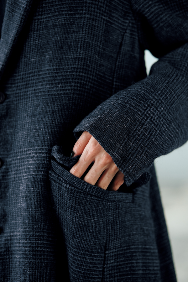 Pas de Calais - Linen Wool Glen Check Coat