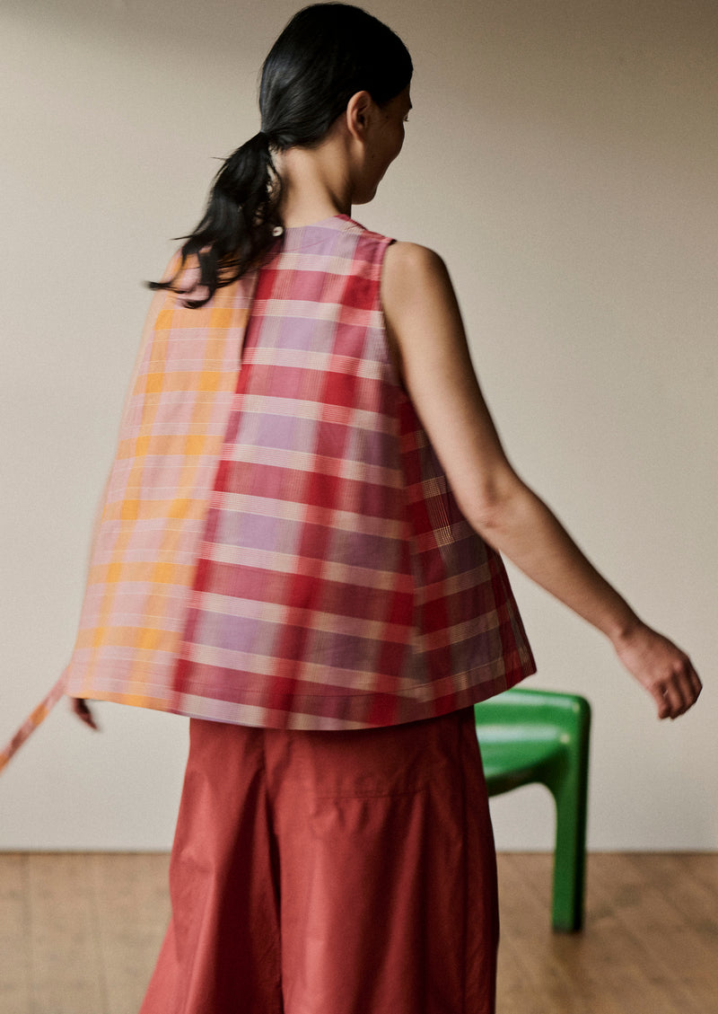 Toast - Panelled Check Tie Top