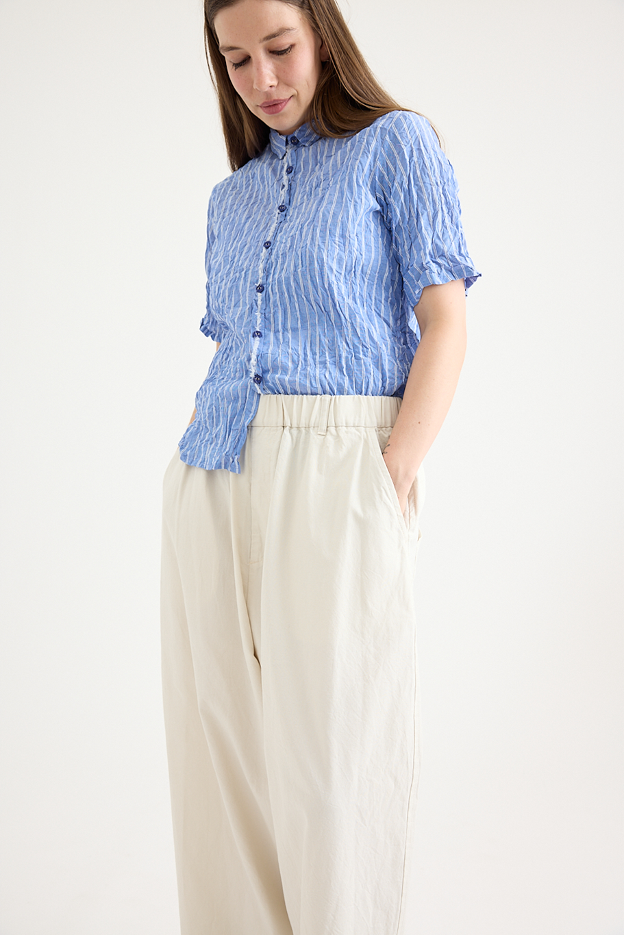 Pas De Calais - Yarn Dye Oxford Relax Pants