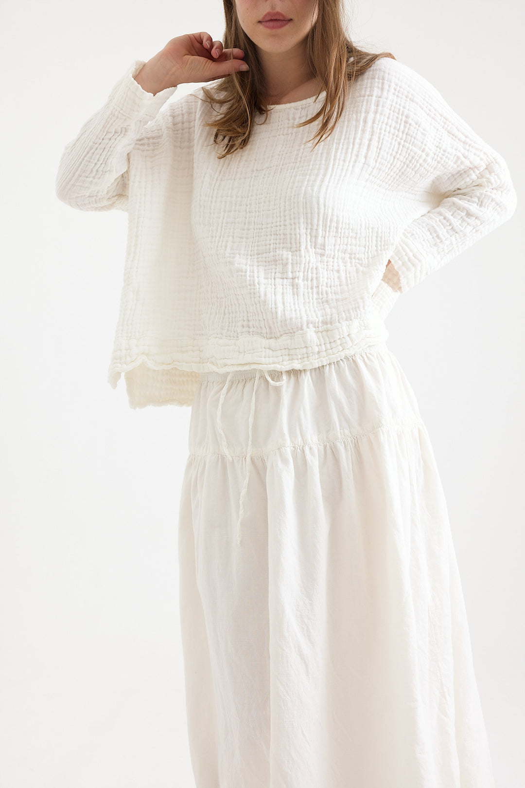Metta - Azalea Skirt - Double Layered Cotton Voile with Lace Hem