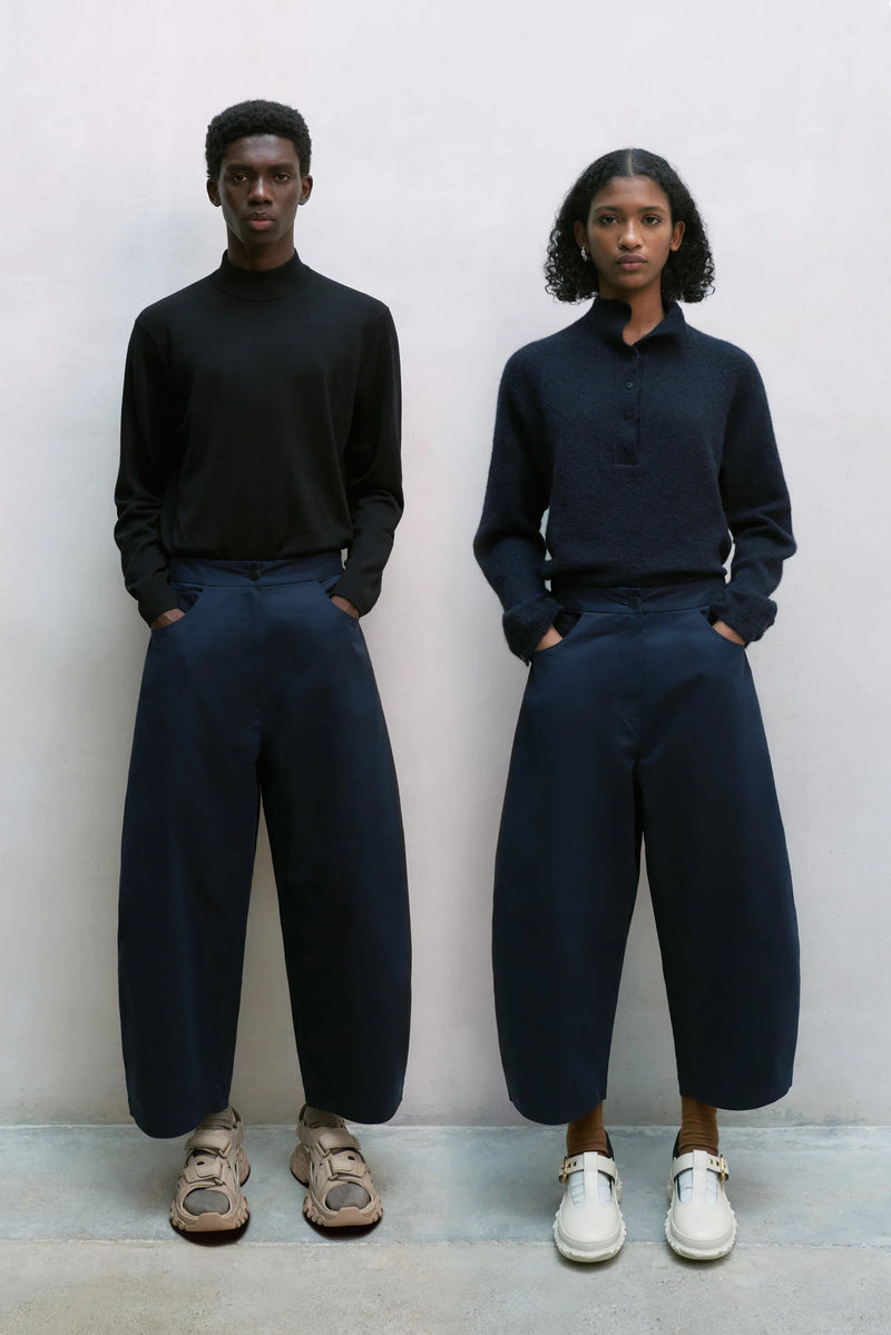 Cordera - Soft Cotton Curved Pants Navy – Scarlet Jones