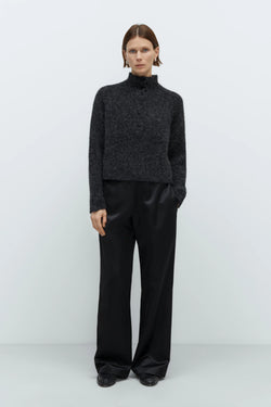 Cordera - Baby Alpaca Polo Sweater - Anthracite