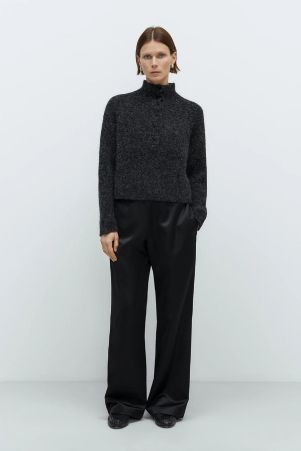 Cordera - Baby Alpaca Polo Sweater - Anthracite