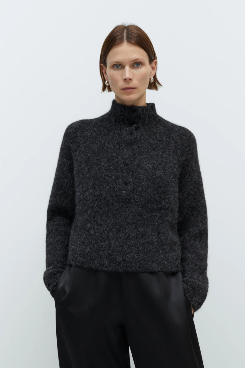 Cordera - Baby Alpaca Polo Sweater - Anthracite
