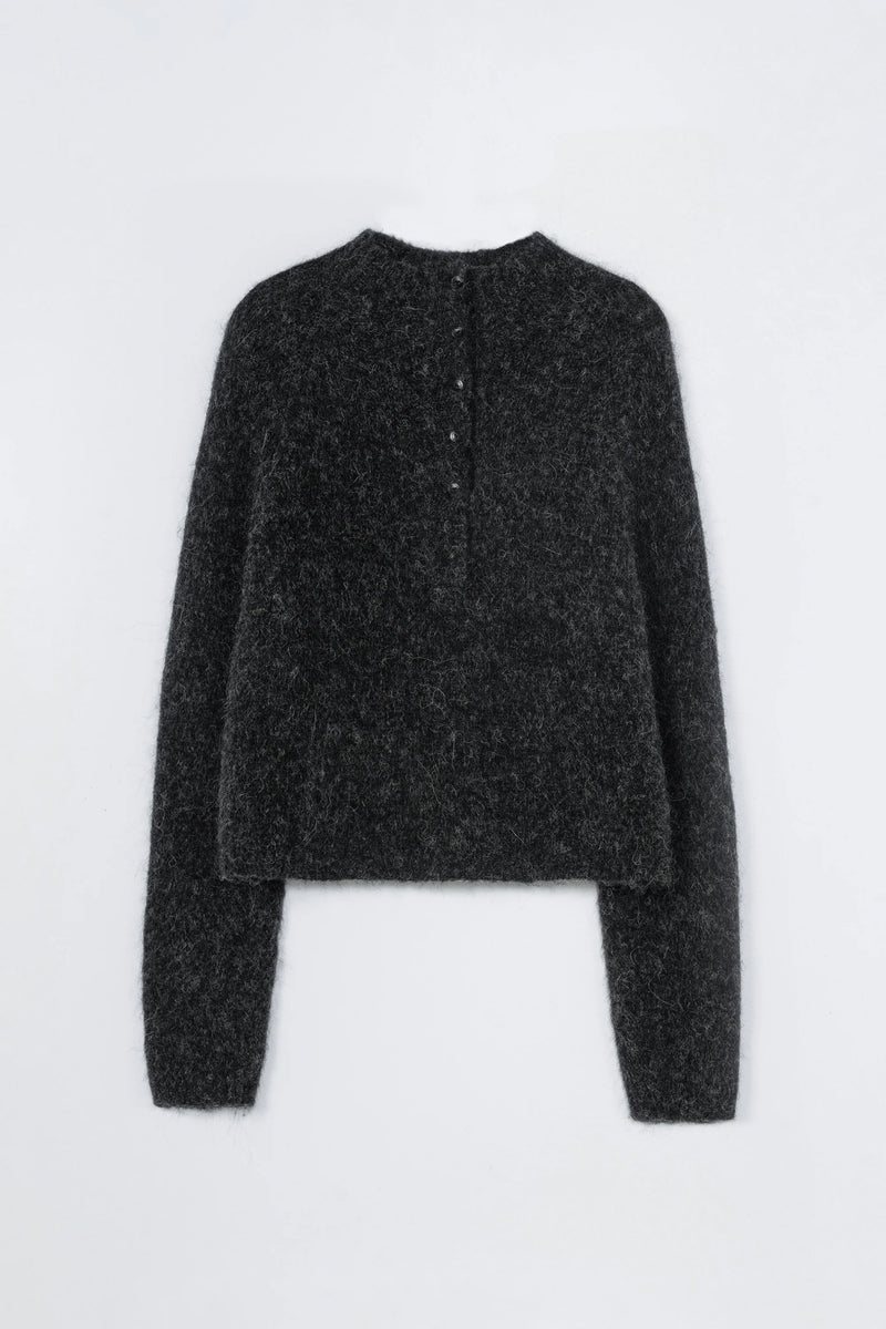 Cordera - Baby Alpaca Polo Sweater - Anthracite