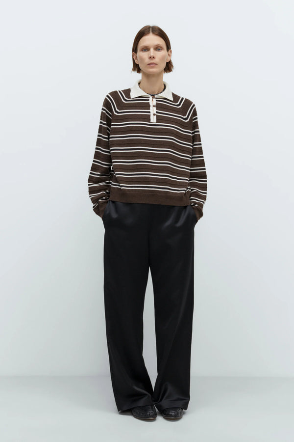 Cordera - Merino Wool Striped Polo - Brown