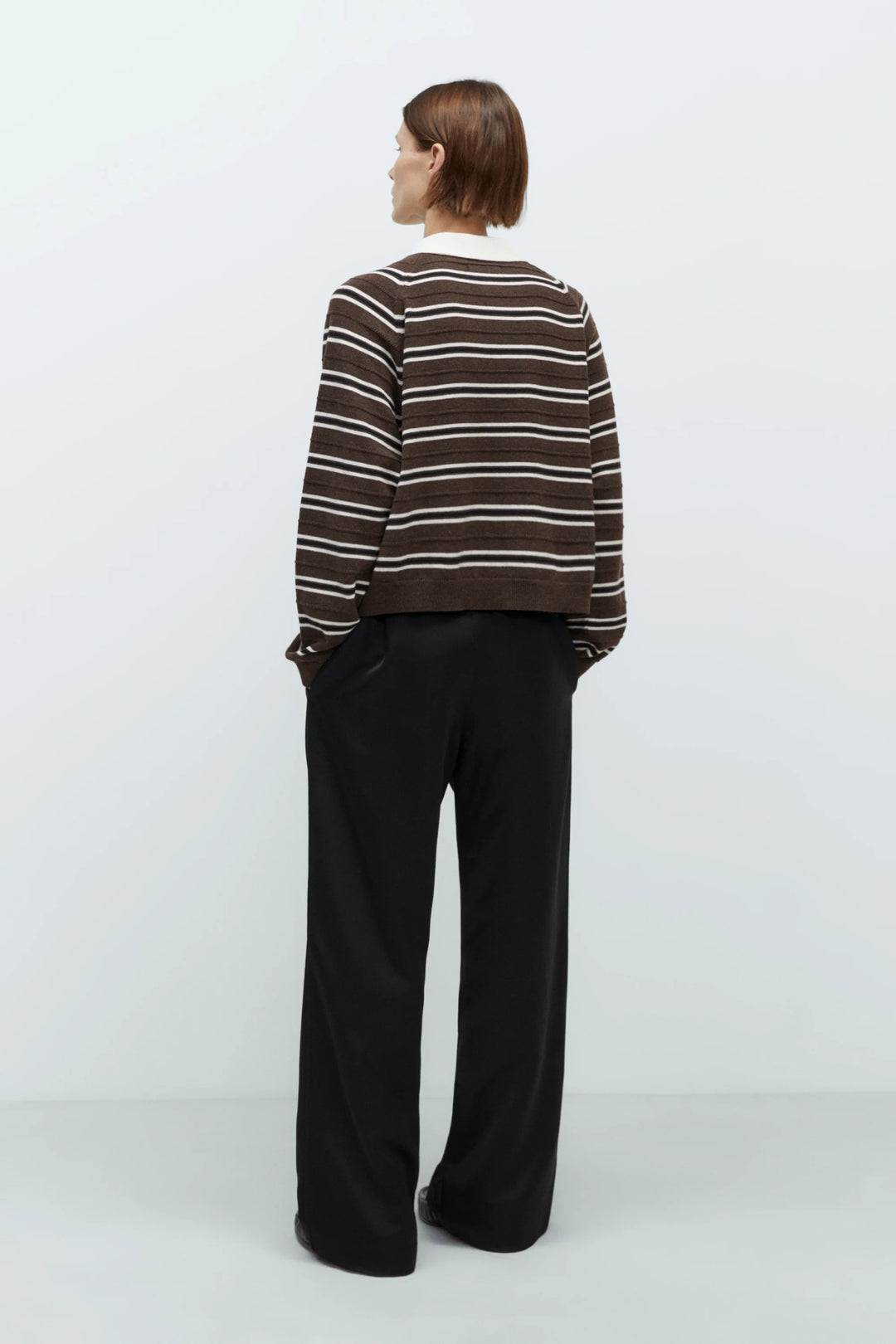 Cordera - Merino Wool Striped Polo - Brown