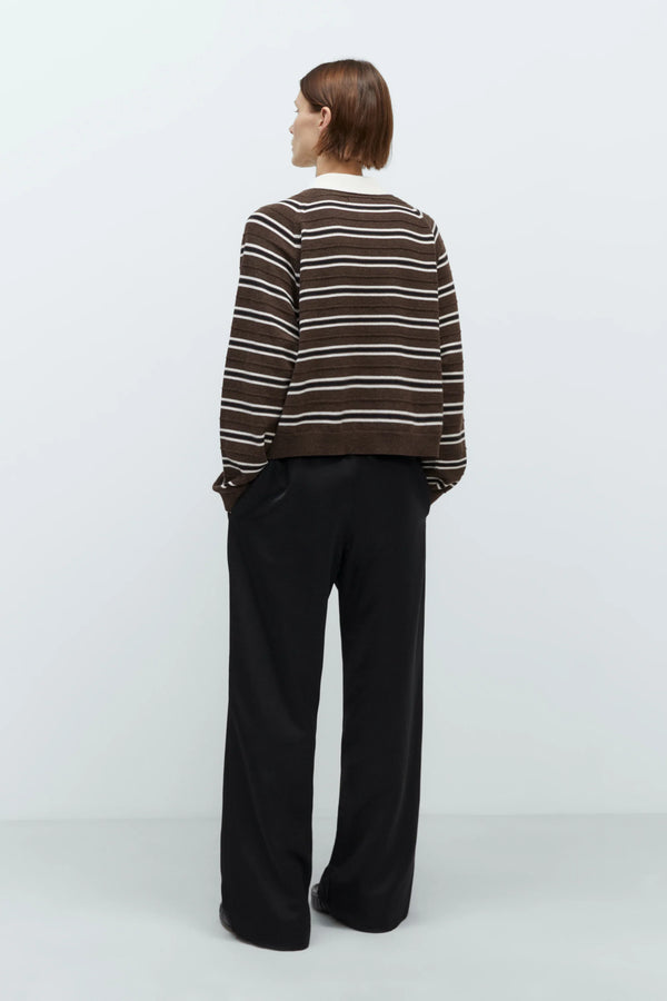Cordera - Merino Wool Striped Polo - Brown