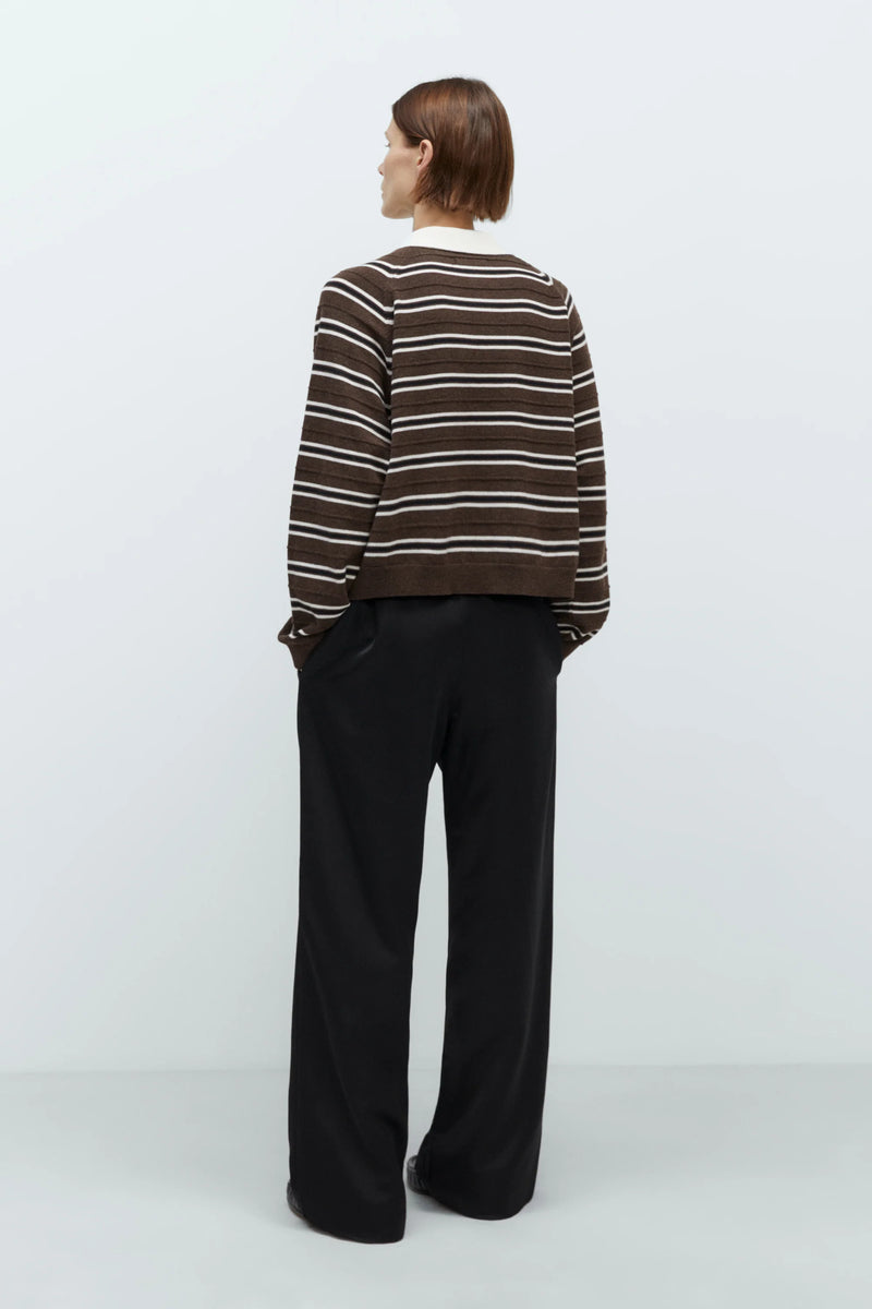 Cordera - Merino Wool Striped Polo - Brown
