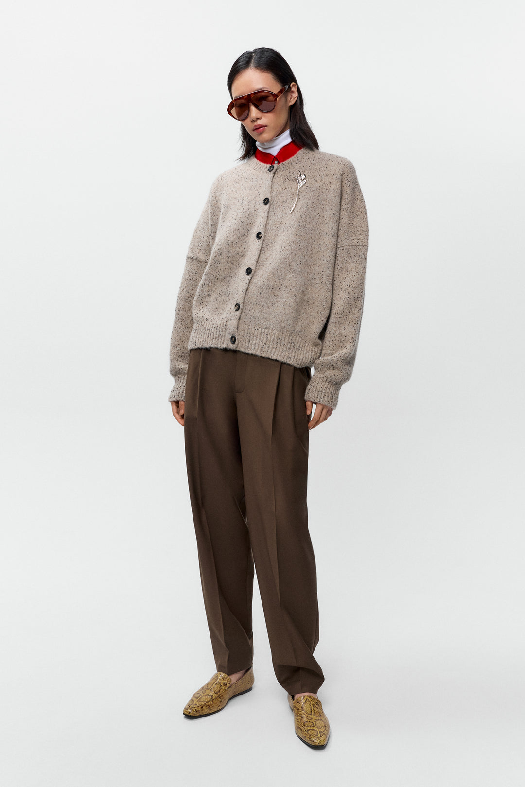 Cordera - Speckled Cardigan - Piedra