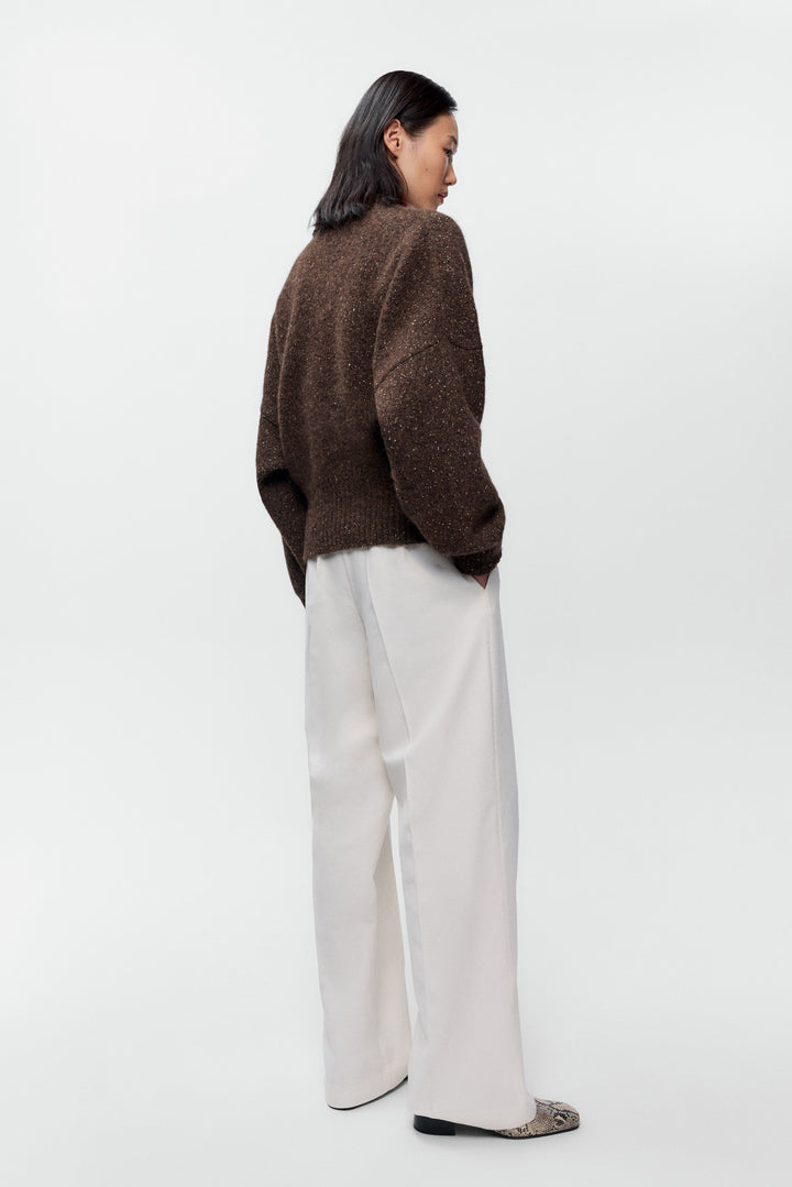 Cordera - Speckled V-Neck Sweater - Chocolate