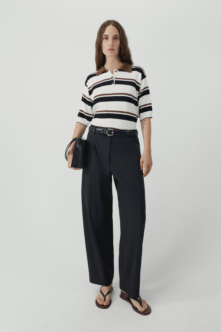 Cordera - Organic Cotton Striped Polo - Black/Brown