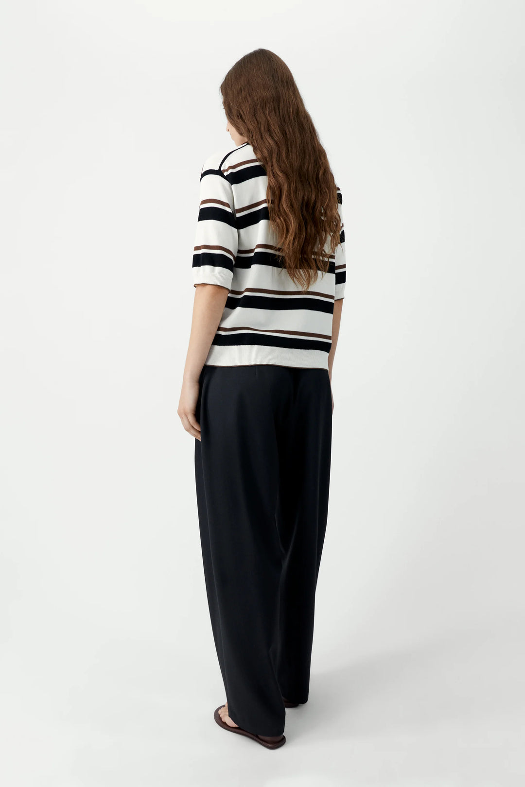 Cordera - Organic Cotton Striped Polo - Black/Brown