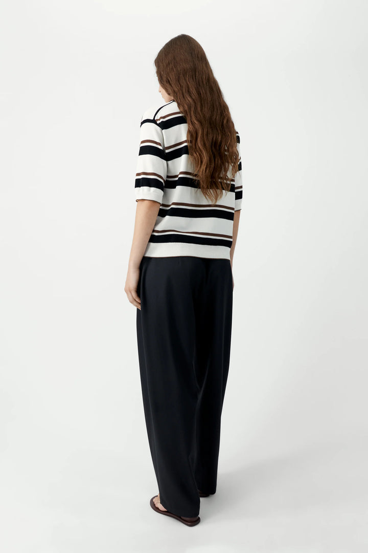 Cordera - Organic Cotton Striped Polo - Black/Brown