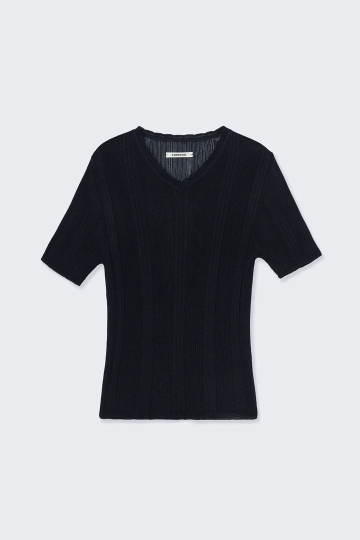 Cordera - Ribbed Knit T-Shirt