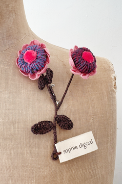 Sophie Digard - Twin Flower Brooch - Linen