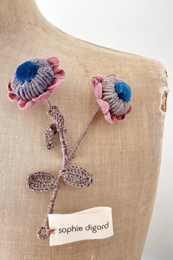 Sophie Digard - Twin Flower Brooch - Linen