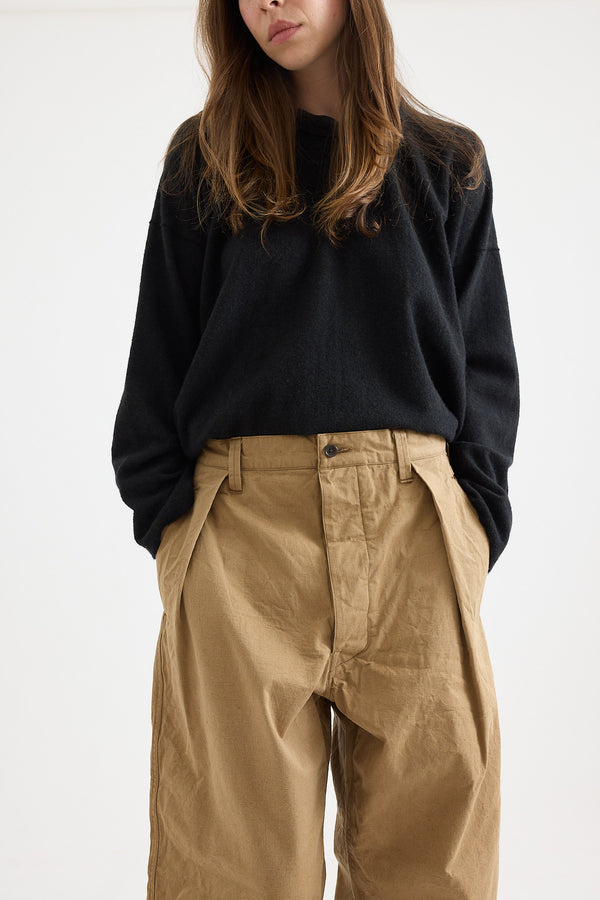 Kaval - One Tuck Buckle Pants - Natural Chino