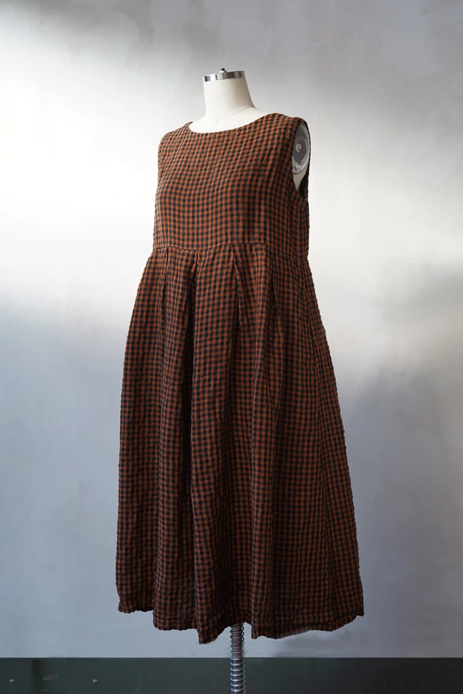 Metta - Lucille Dress - Gingham Check Linen