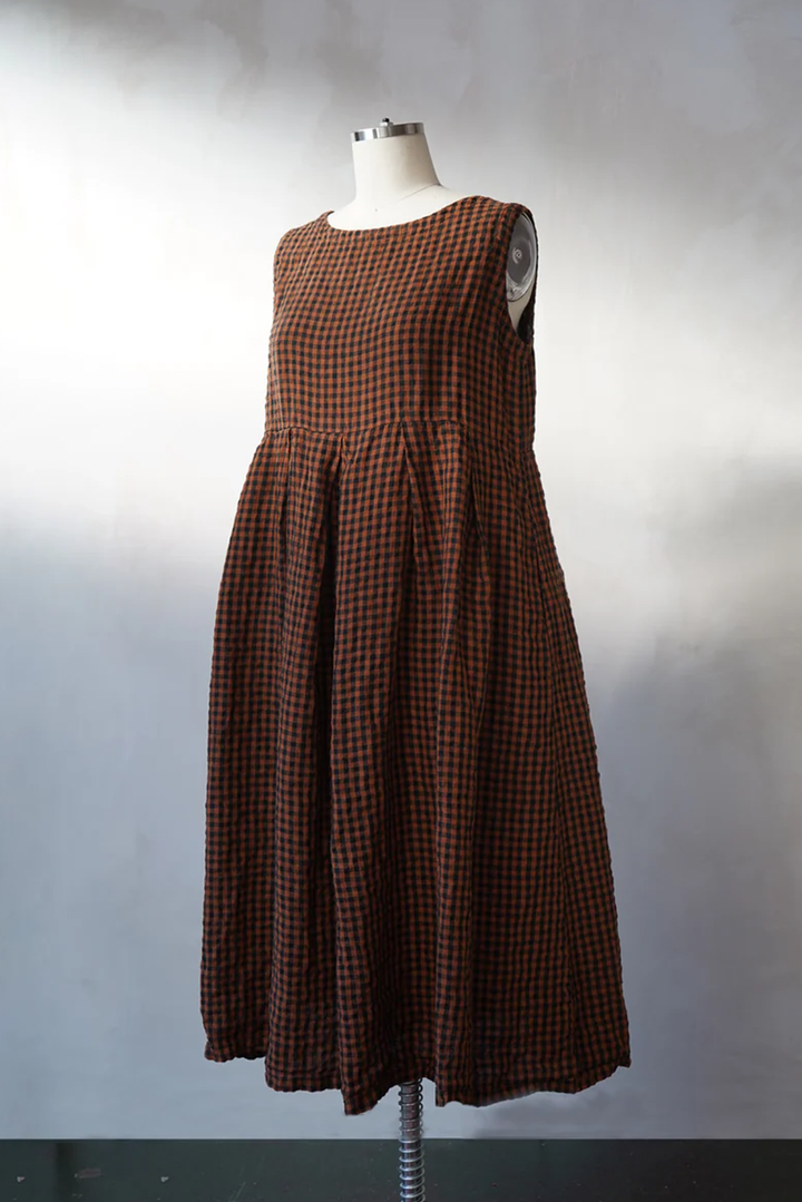 Metta - Lucille Dress - Gingham Check Linen