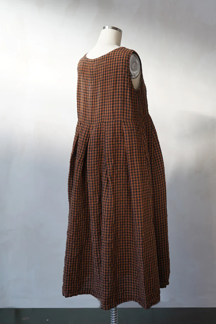 Metta - Lucille Dress - Gingham Check Linen