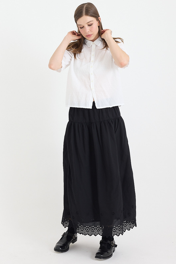 Metta - Azalea Skirt - Double Layered Cotton Voile with Lace Hem