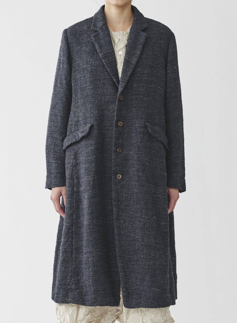 Pas de Calais - Linen Wool Glen Check Coat