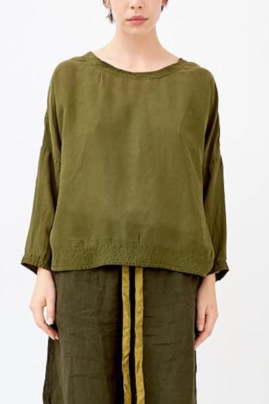 Chez Vidalenc - Tops Carré - olive - silk