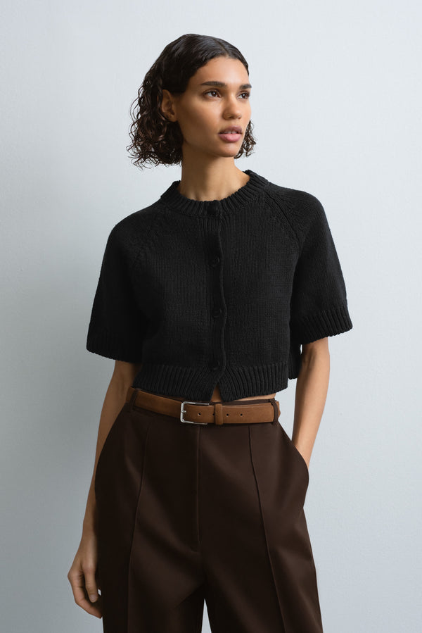Cordera - Cotton Buttoned Top Black