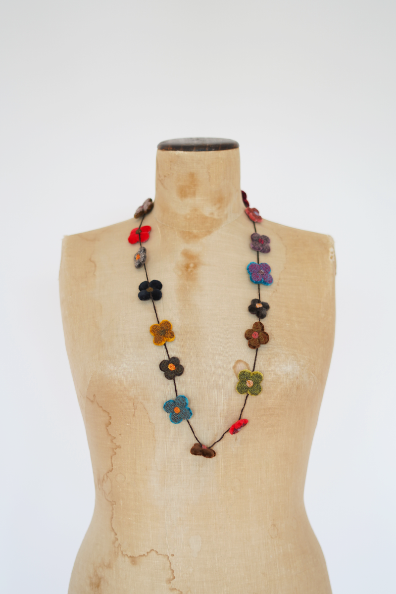 Sophie Digard - Fleur 4 Petales Velours Medium Crocheted Necklace