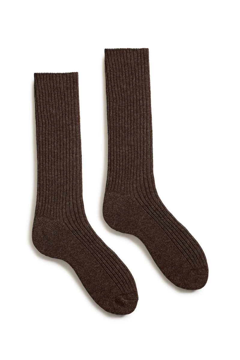 Lisa B -  Solid ribbed wool cashmere crew socks