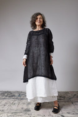 Metta - Piper Long Sleeve Lace & Linen Gauze Dress