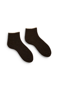 Lisa B -  tipped rib wool cashmere shortie socks