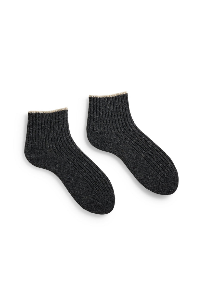Lisa B -  tipped rib wool cashmere shortie socks